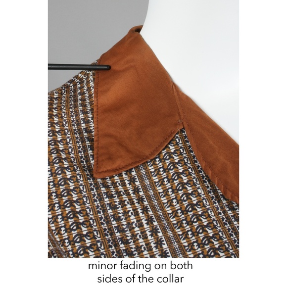 L Vintage 1940s Brown Cotton Tea Length Day Dress - Picture 4 of 8